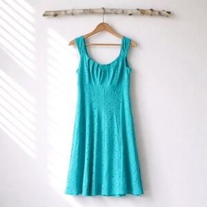 Maggie L Turquoise Eyelet Sleeveless Dress Size 8P